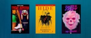 Covers of "Cirque Berserk" by Jessica Guess, "Hide" by Kiersten White, and "Tastes Like Candy" by Ivy Tholen