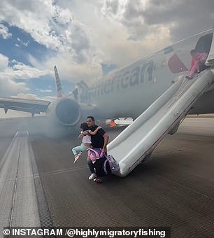 Video posted online showed all 173 passengers and six crew members frantically exiting the plane on a slide as smoke billowed from underneath the aircraft.