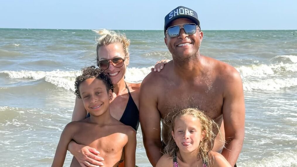 Lindsay Czarniak and Craig Melvin with kids Delano and Sybil, July 2025.