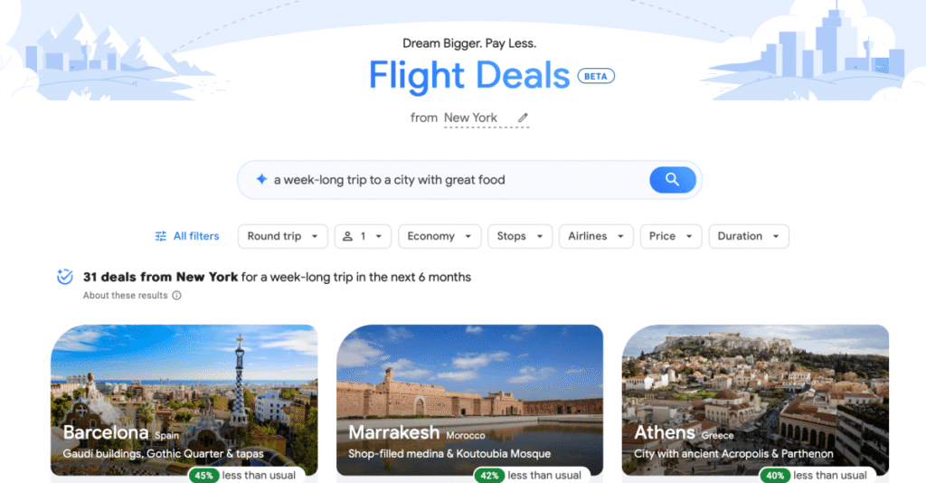 Google Flights can help you book a trip when you don’t know where to go