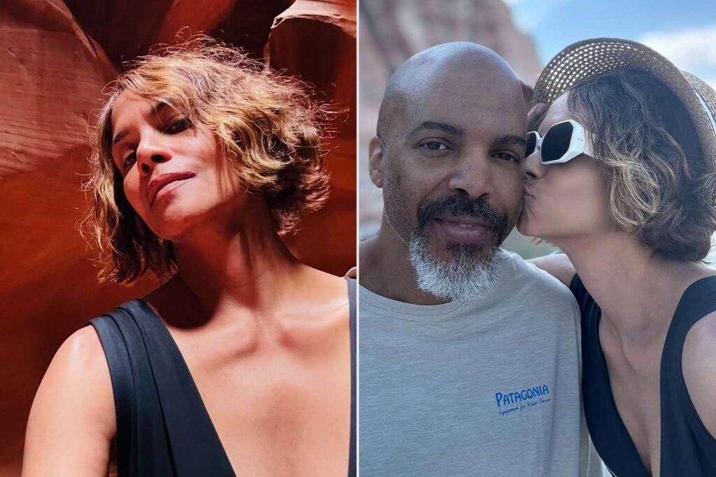 Halle Berry Slips into Cleavage-Baring Swimsuit During Road Trip with Van Hunt