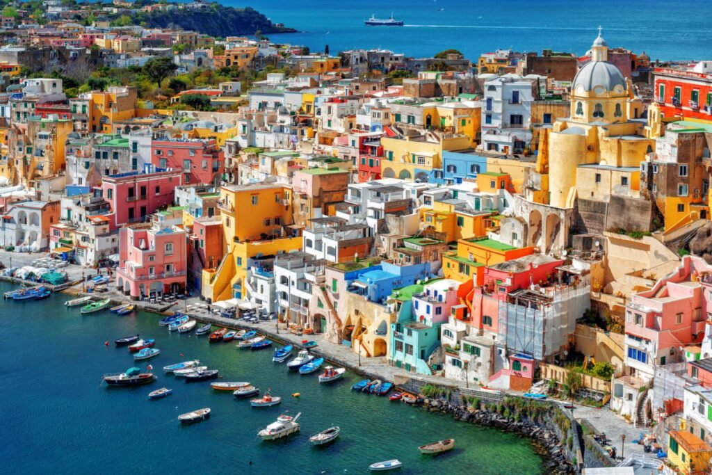 Pastel townscape of Procida, Italy