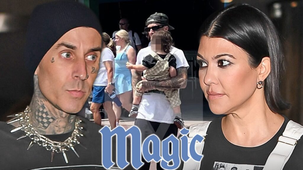 Travis Barker Holds Son Rocky, Hangs Out with Family at Magic Kingdom