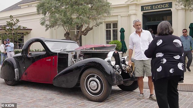 Car collector Fritz Burkhard drove the 88-year-old red and black beauty from coast to coast to prove that vintage vehicles are meant to be driven and not just marveled at (pictured: Burkhard with the Bugatti)