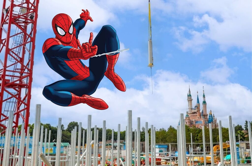 Spider-Man Coaster Construction Milestone at Shanghai Disneyland
