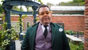 Josh Gad dressed as a Disneyland Haunted mansion Cast Member