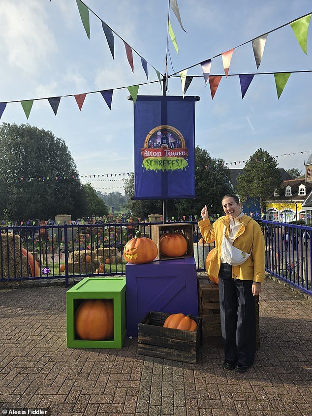 The Daily Mail's travel reporter, Alesia Fiddler (pictured) facing her fears at this year's Alton Towers' Scarefest
