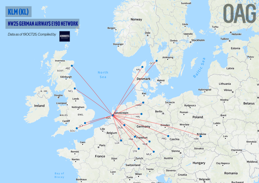 KLM NW25 Leased German Airways E190 Network — AeroRoutes