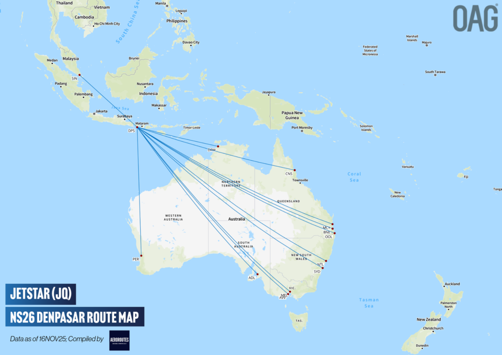 Jetstar Reduces Melbourne – Denpasar Service in NS26 — AeroRoutes