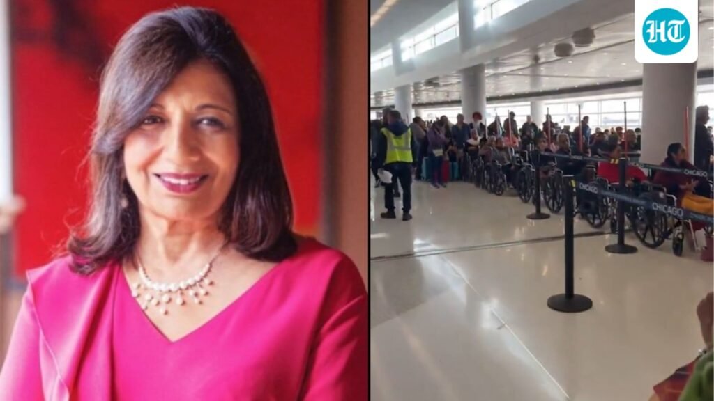 Kiran Mazumdar Shaw weighs in as viral video shows long line of desis on airport wheelchairs
