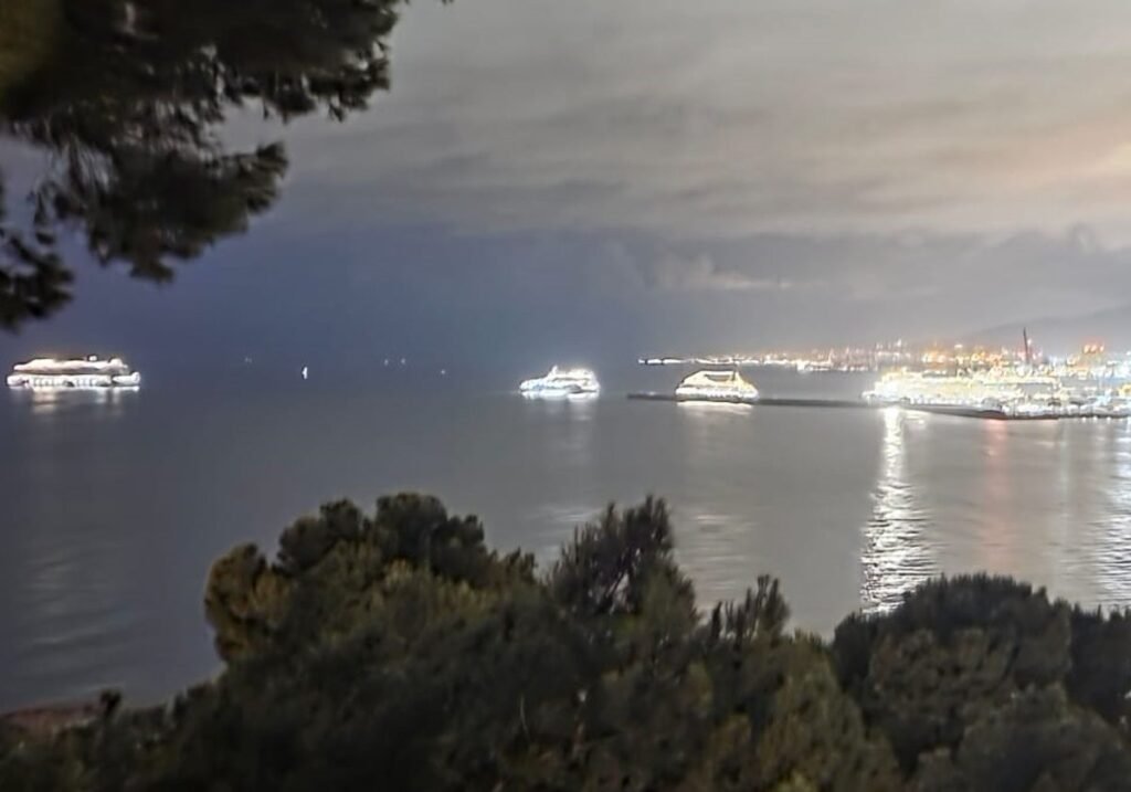 These are the five cruise ships that formed an orderly queue to dock at Malaga port this morning