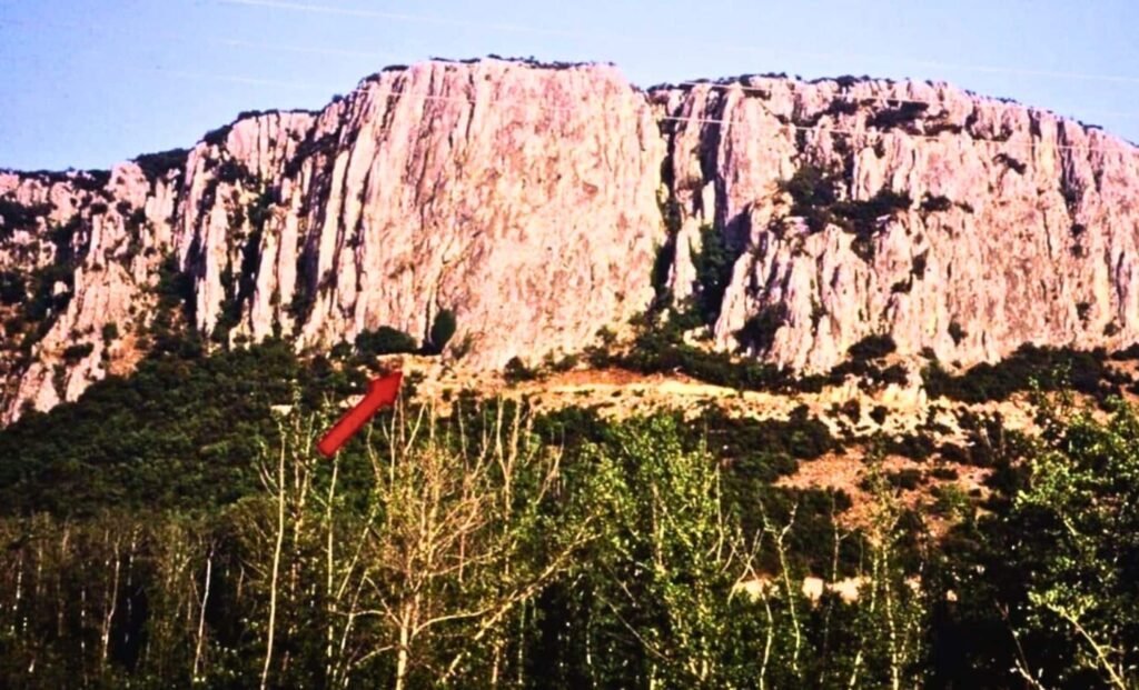 The Theopetra Rock. The Position Of The Entrance To The Cave Is Marked With An Arrow