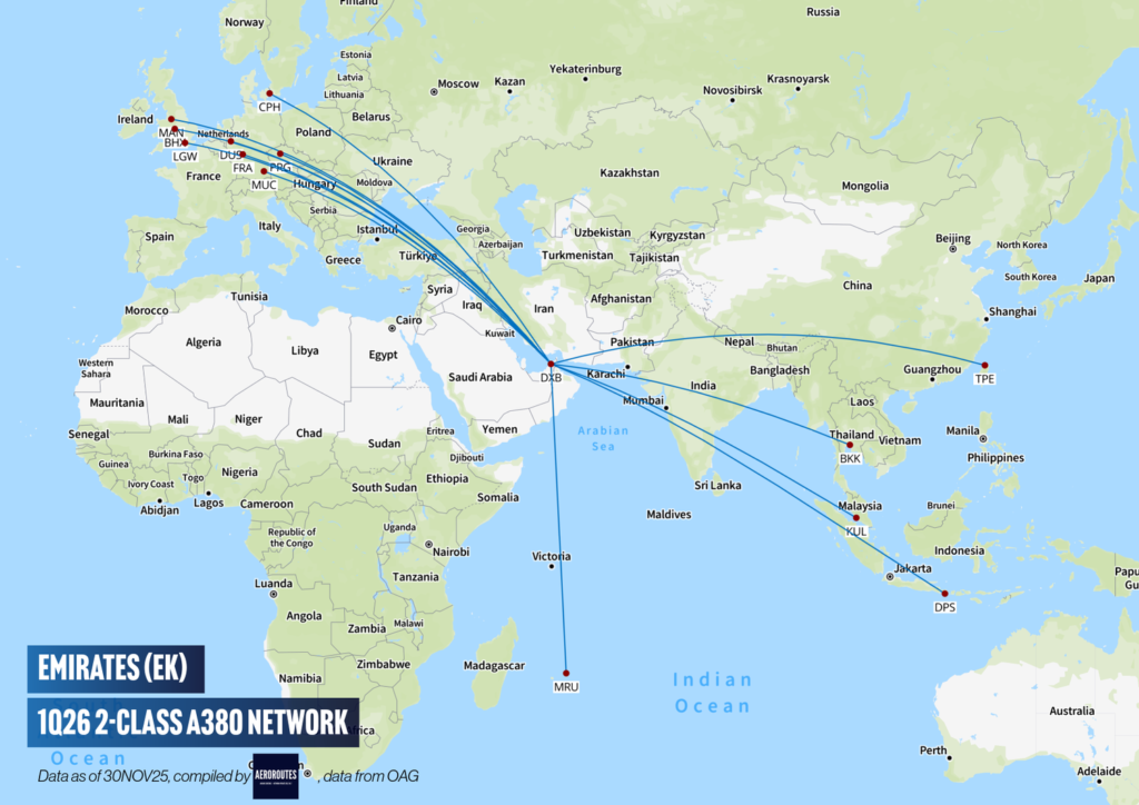 Emirates Adds 2-class A380 Munich Service in 1Q26 — AeroRoutes