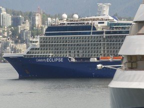 Cruise ship Celebrity Eclipse departs Canada Place in Vancouver on Aug. 29, 2022.