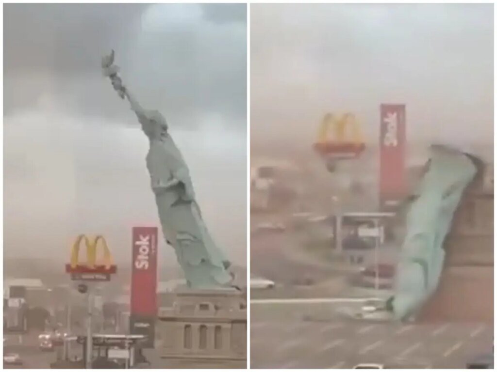 Powerful storms topple replica of structure in Brazil's Rio Grande do Sul; Here's what happened next — WATCH