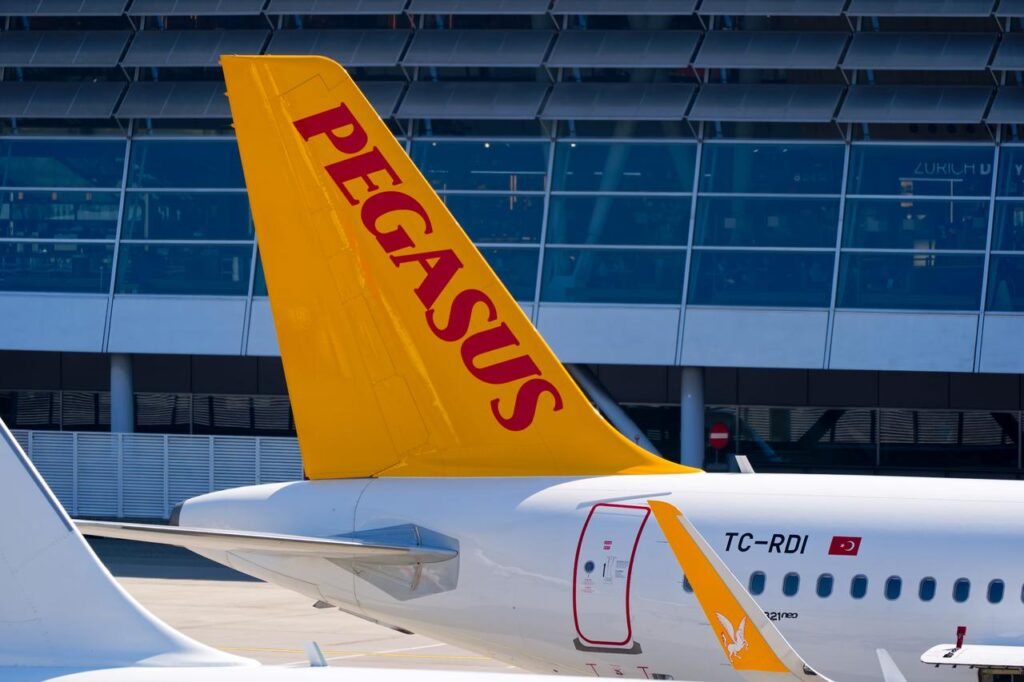 A Pegasus Airlines Airbus A321neo is parked at Zurich Airport, May 10, 2025. (Adobe Stock Photo)