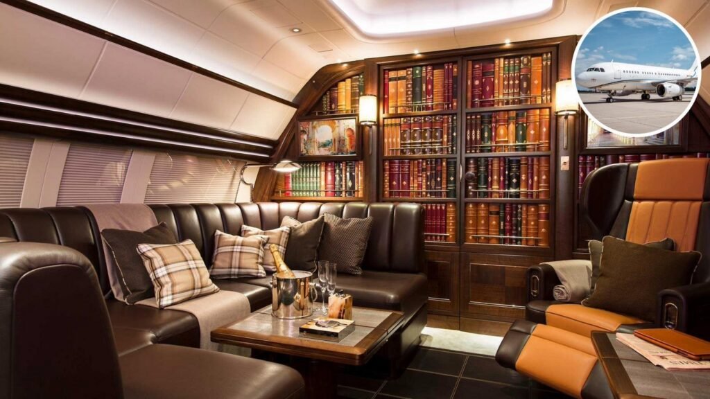 This old school billionaire spent three years converting his $100 million Airbus ACJ319 into a flying gentleman’s lounge featuring leather floors that hush engine noise and a fake bookshelf where pulling his favorite book swings the wall open into his bedroom, invisible to ordinary guests.
