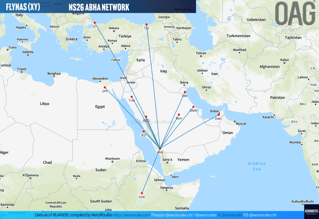flynas Launches Abha Base in late-March 2026 — AeroRoutes