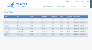Air Koryo NS26 Operations — AeroRoutes