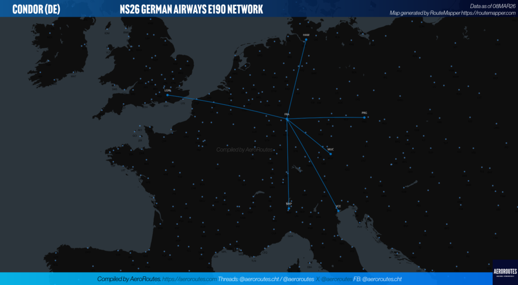 Condor Outlines German Airways E190 Network in NS26 — AeroRoutes