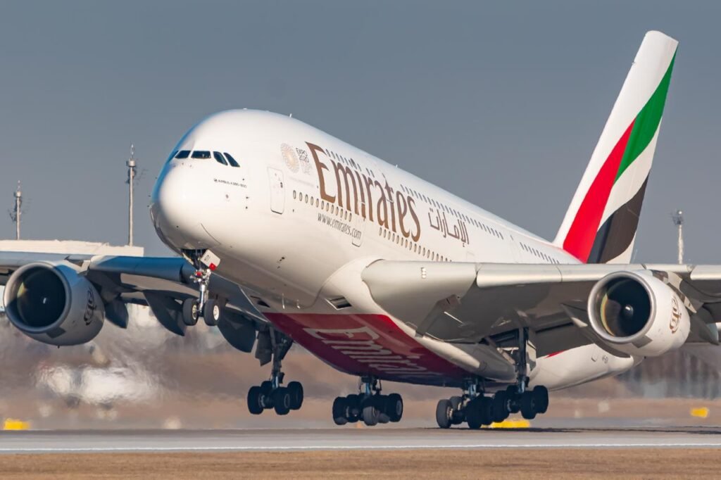 Photo shows Emirates Airbus A380 airplane at Munich airport (MUC) in Germany, accessed on March 7, 2026. (Adobe Stock Photo)