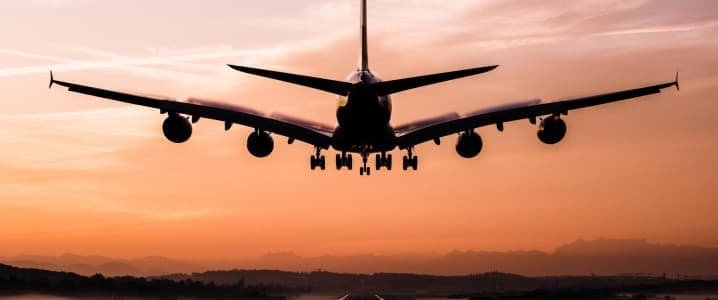 Aircraft touching down on the runway