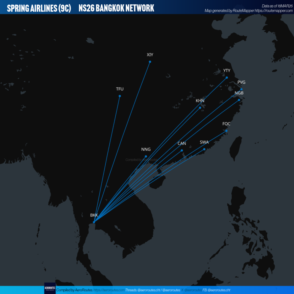 Spring Airlines NS26 Bangkok Service Increases — AeroRoutes