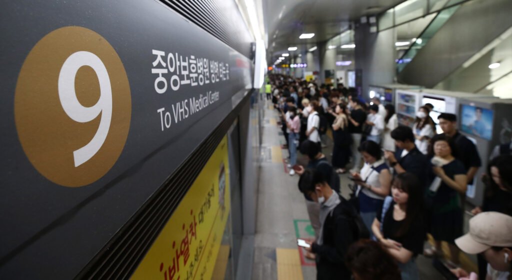 The Gimpo Airport Station on Seoul subway line No. 9 is seen on July 31, 2023. [NEWS1]