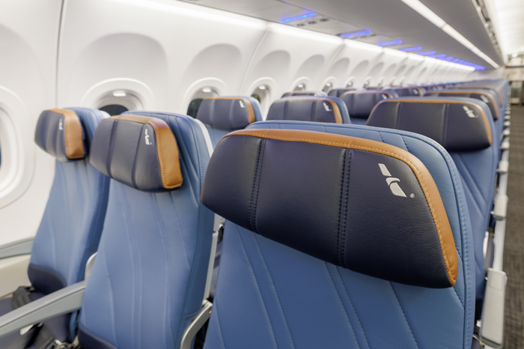 a row of seats in an airplane