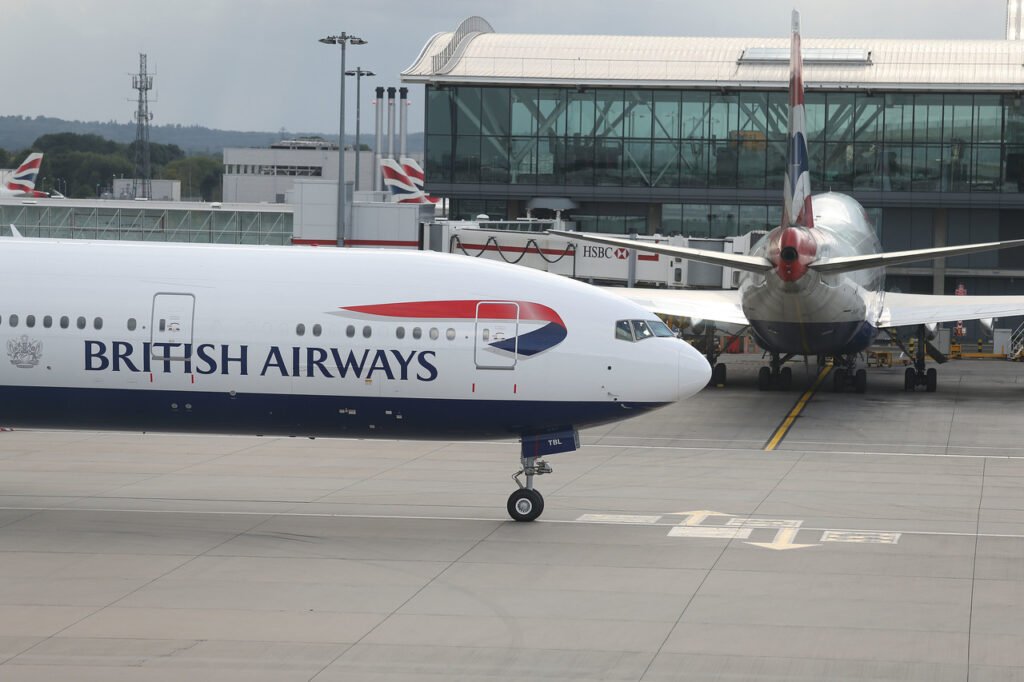 a plane on the runway