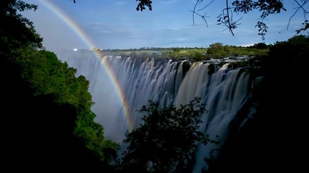 Chasing the rare 'lunar rainbow' at Victoria Falls