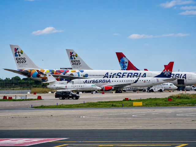 Air Serbia aircraft parked on the apron