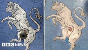Italians bemused by Milan bull mosaic restoration - BBC